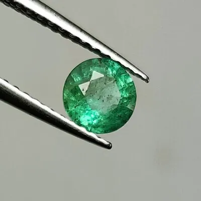 0.57 CT - Natural Zambian Emerald Round Shape Good Luster Green Gem - 5034 • $9.99
