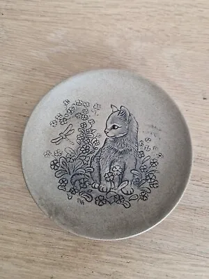 £6 • Buy Poole Pottery - Round Decorative Cat Plate / Pin Dish 13cm Across #