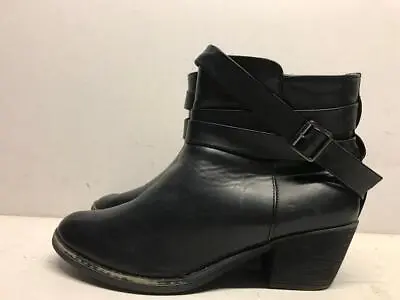 London Rebel Women's Black Faux Leather Ankle Boots Uk Size 8 Eur 41 C17 • £18.99