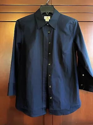 New ~ 2009 ~ J Crew Haberdashery NAVY BLUE 3/4 Sleeve Button Dress Shirt M • $24.97