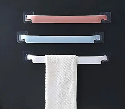 Drill Free Towel Bar Non Rust Towel Holder Towel Rack Slippers Rack W/Stickers • $9.49