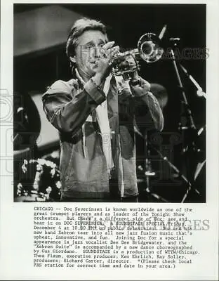 Press Photo Musician Doc Severinsen Plays His Trumpet On PBS'  Soundstage  • $16.99