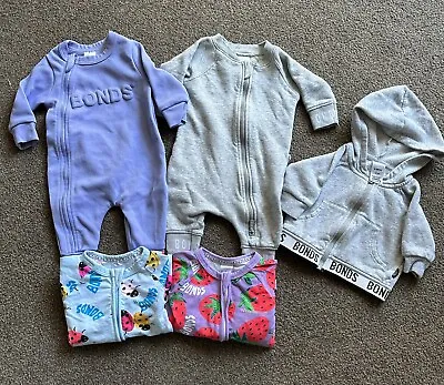 BONDS Zippy Wondersuits 0-3 Months 000 Bulk Bundle Purple GreyBerries Beetles • $18