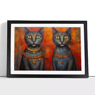 Egyptian Cat Orphism No.3 Framed Wall Art Poster Canvas Print Picture Painting • £14.95