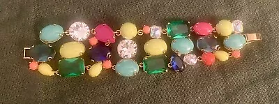 J. Crew Jeweled Bracelet Large Rhinestone Colorful Costume Vintage Piece Fab • $75