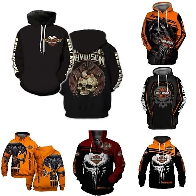 $40.89 • Buy 3D Skull Harley-Davidson Men Hoodie Sweatshirt Hooded Jumper Pullover Best Gifts