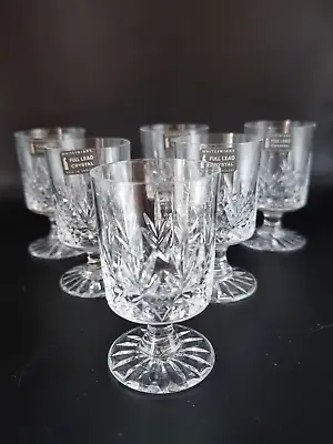 Vintage Whitefriars Full Lead Crystal Set Of 6 Wine Glasses • £67.99