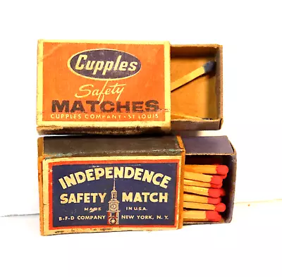 2 Boxes Vintage Safety Matches Matchboxes Cupples & Independence • $4.59