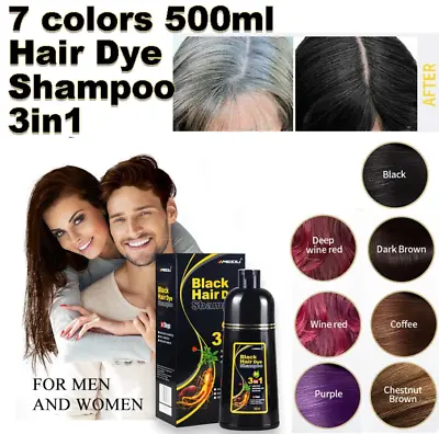 Hair Dye Color Shampoo 500ml Instant 100% Grey Coverage Unisex 7 Diff Colors • $249.99