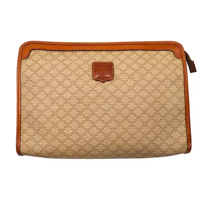Celine Macadam Clutch Bag Clutch Bag Brown PVC Leather RIRI Zip M06 Vintage Ital • $99