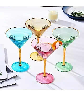 Crystal Martini Glasses Colored Set Of 4 • $15.99