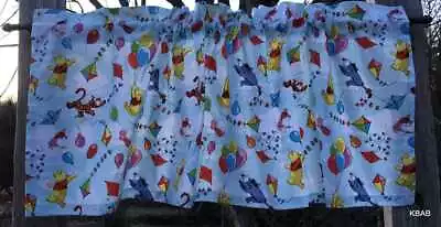 Handmade Winnie The Pooh Valance Balloon Kite Birthday Nursery Blue Curtain • $19.99