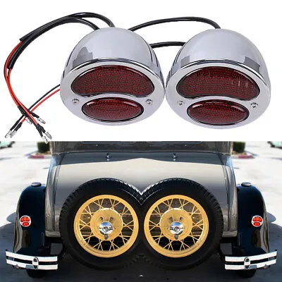 A Pair For Ford Model A Hot Rat Street Rod Custom Car Truck Stop Lens Tail Light • $61.05