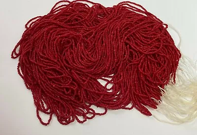 Antique/Vintage Seed Beads-14-16/0 Rich Gorgeous Blood Red Variegated 3 G Hanks • $6.25