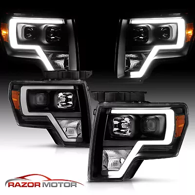 2009-14 Black Headlights Pair For Ford F150 [LED Bar] Driver And Passenger • $251.95