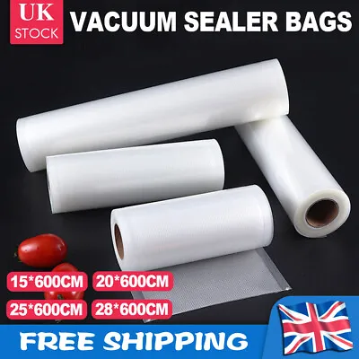 15/20/28/30cm Vacuum Sealer Bags Rolls Pack Vac Food Saver Storage Seal Bag 6M • £5.99