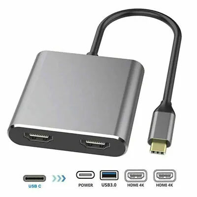 4 In1 Type C To Dual 4K HDMI TV Splitter Adapter Hub USB 3. For Macbook IPad Pro • $23.99