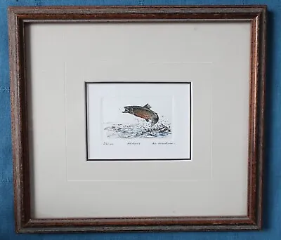 Vintage Signed Al Barker Fish Art Etching Framed & Matted  Adams  Numbered • $42