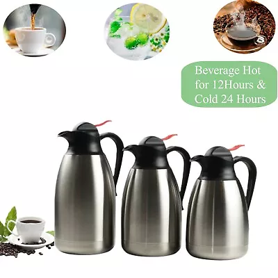 $20.39 • Buy Stainless Steel Vacuum Insulated Thermal Coffee Carafe Water Pitcher Leak-proof