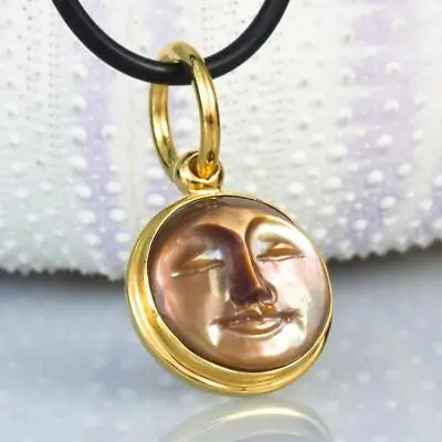 Moon-Face Pendant Gold Vermeil Sterling Mother-of-Pearl & Abalone Shell 3.87 G • $44
