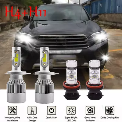 For 2008 2009 2010 Toyota Highlander LED Headlight Hi/Lo+Fog Lights Bulbs Combo • $20.98