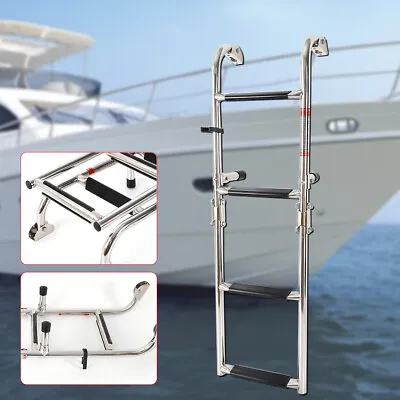 4 Steps Boat Ladder Telescoping Swim Upper Platform Marine Yacht Stainless Steel • $53.20