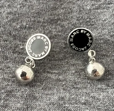 Marc Jacobs Black Stud Earrings With Dangling Silver Balls - Lovingly Preowned • $20