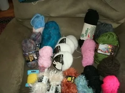 Yarn Lot Of 15+ Mixed Yarns Some Full Skeins • $2.99