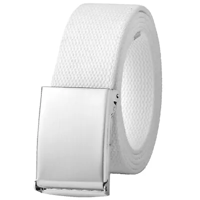 Falari Silver Buckle Canvas Web Belt Adjustable Size Cut To Fit Golf Belt • $9.99