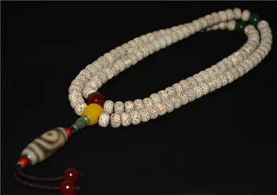 108 Lotus Bodhi Seed Prayer Beads Bracelet Mala Worry 2 Eyes Dzi Tibet Necklace • $760