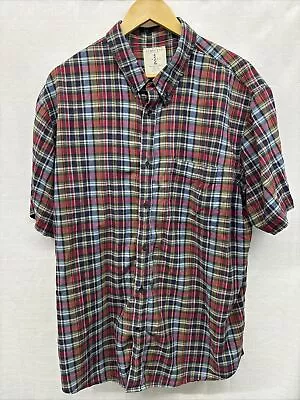 Lands End The Madras Shirt Mens XL Plaid Short Sleeve Button Up Shirt Casual • $17.99