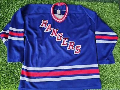 Vintage CCM Maska New York Rangers Blue Hockey Jersey Mens Size XL PRE-OWNED • $45.79