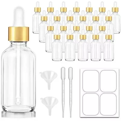2 Oz Dropper Bottle Clear Glass Eye Dropper Bottles With Golden Top Cap For E... • $39.24