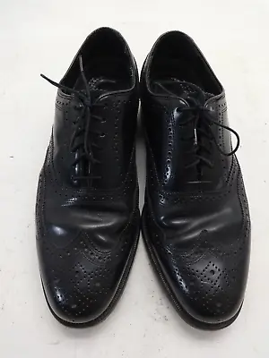 Vintage Florsheim Men's Black Leather Wingtip Oxford Shoes Size 10d • $159.42