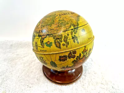 VTG Ohio Art Litho Tin Metal Old World Map Globe Bank 5 T P HTF W/Plug • $24