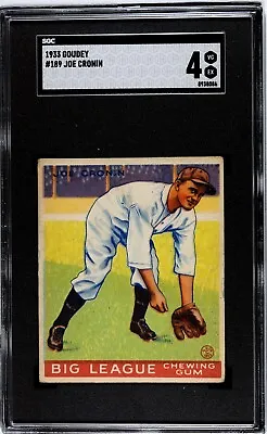 Joe Cronin 1933 Goudey SGC 4 VG-EX Baseball Card #189 • $254.96