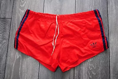 ADIDAS MADE IN WEST GERMANY 80s SHORTS ORIGINALS VINTAGE RETRO NYLON RED SIZE 5 • $84.91