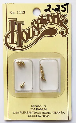 Miniature Tiny Brass Round Drawer Pulls Knobs X6 #1112 1:12 Dollhouse Houseworks • $2.25