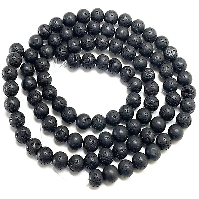 8mm LAVA ROCK Round Volcanic Beads Gemstone Strand Trade Bulk Crafts Jewellery • £3.99