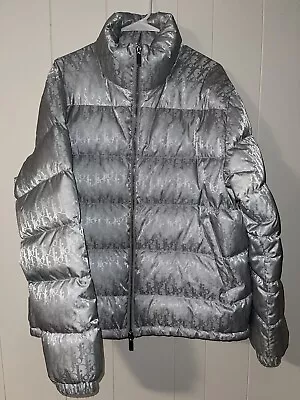 Dior Mens Oblique Down Puffer Jacket -  Silver Technical Jacquard - IT 52 • $2500