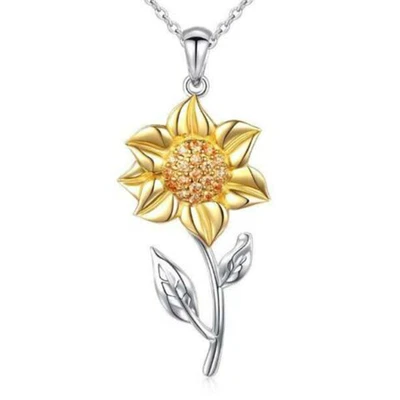 Mothers Day Gift Silver Sunflower Pendant With Box Chain 18  • $16.97