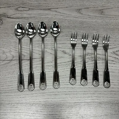 Farberware Cambridge Shell Flatware 4 Ice Tea Spoons 4 Shrimp Hors D'oeuvre Fork • $16.99