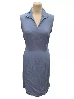 Sub Couture Iris Blue Collared V Neck Sleeveless Fitted Shift Dress Size 10 Y2k • £28