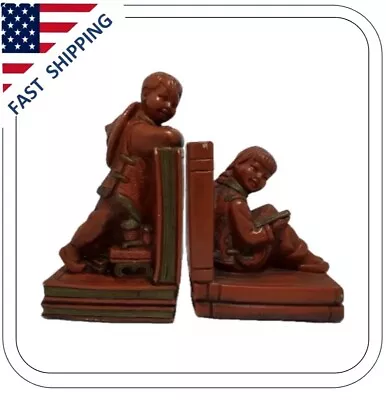 Vintage 1964 Universal Statuary Corp Asian Boy And Girl Bookends • $49