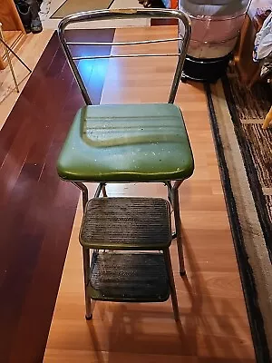Vintage Antique Green Step Stool Kitchen Chair Ladder Vintage  • $125