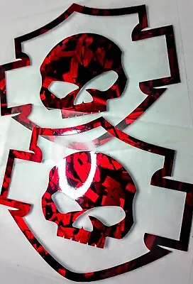 2x100mmW HOLOGRAPHIC BLOOD RED FLAKED Harley Davidson Die Cut Tank Decals F100 • $55