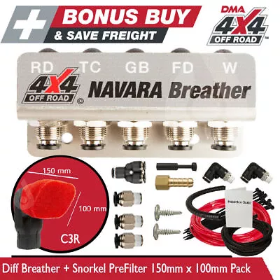 Dma Diff Breather Kit 5p + Snorkel Sock Navara D22 D23 Np300 D40  • $86