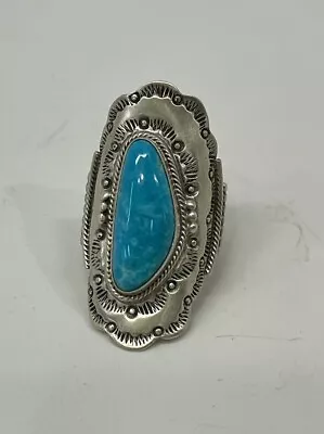 R.B. Running Bear Vintage Sterling Silver Turquoise Ring Size 5.5 • $10