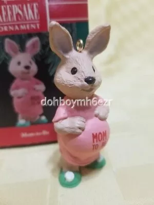 Hallmark 1990 Mom-to-Be Bunny Rabbit Christmas Ornament • $11.39