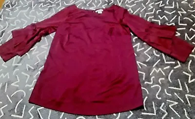 H&m Mama Maternity Tunic Top Blouse Dark Evening Wear Magenta - Size Small • £12